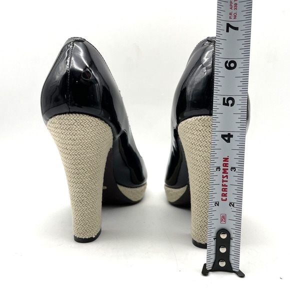 Cole Haan x NikeAir Black Patent Woven Platform Peep Toe Platform Heels 8.5B - Picture 7 of 16